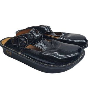 Alegria by PG Lite Womens Classic Black Patent Leather Clogs Slip-on Size 8.5 -9